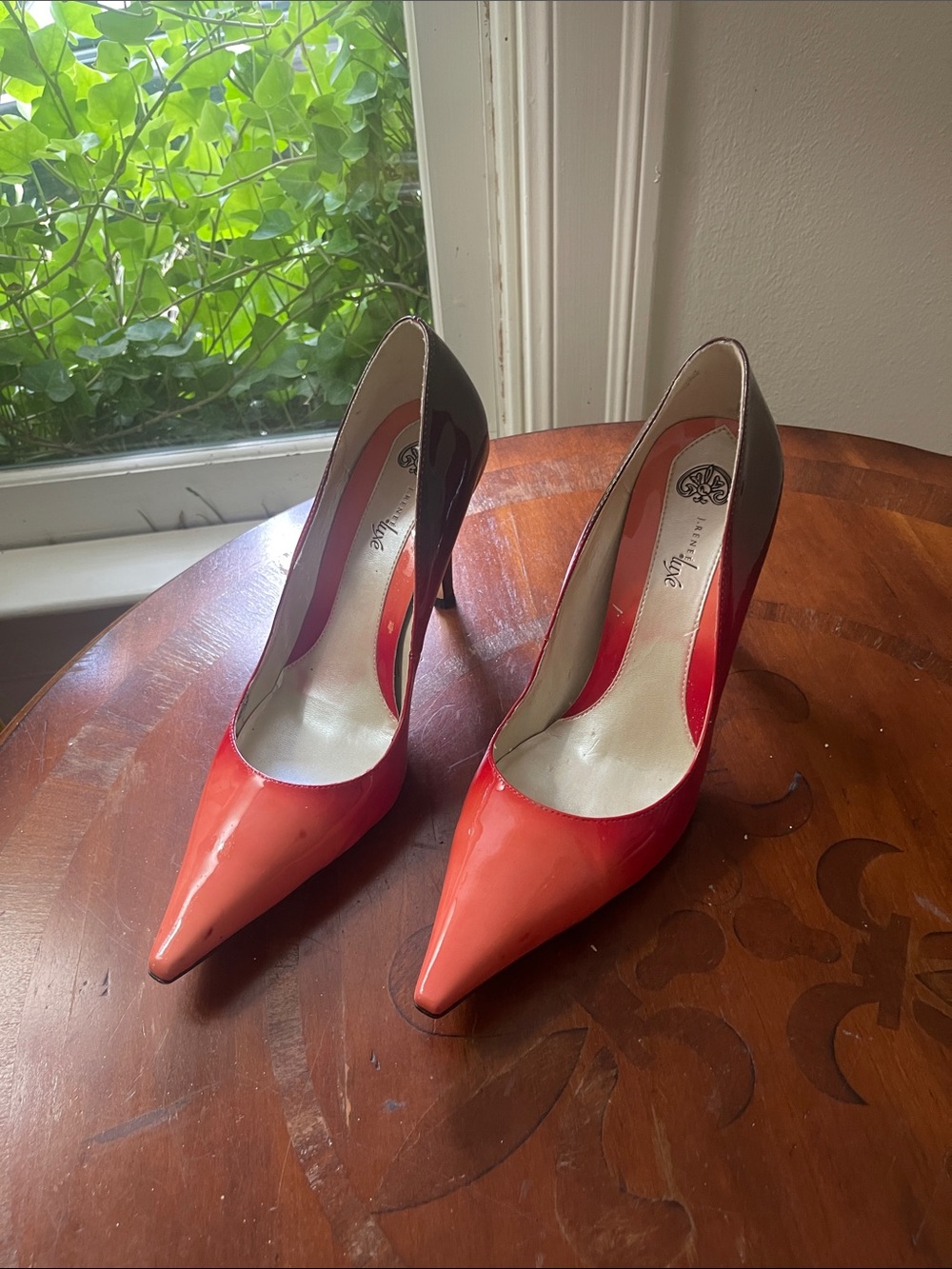 J.Renee Red-Orange Ombre Patent Pointed-Toe Heels